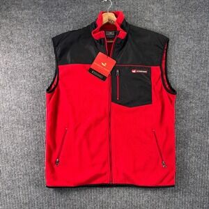 New Southern Marsh FieldTec Fleece Vest Mens L Red Black Full Zip Outdoor Preppy